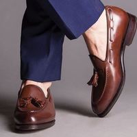 Christmis Classic Choclate Brown Handmade Tassels Loafer Wedding Leather Men's Shoes  - Thumbnail 1