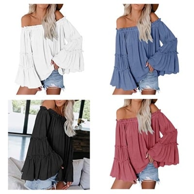 Flare sleeve boho top-tde - Thumbnail 5