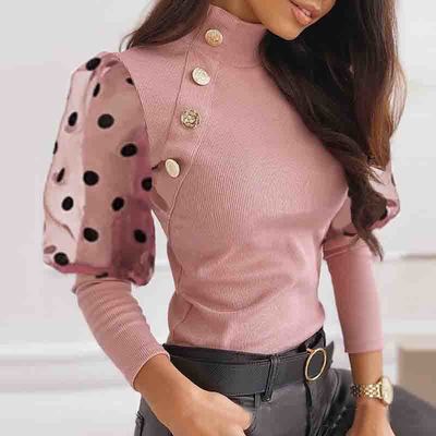 Long-Sleeved Splicing Chiffon Blouse