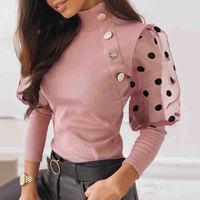 Long-Sleeved Splicing Chiffon Blouse - Thumbnail 1