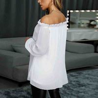 Long Sleeve White One-Shoulder Shirt - Thumbnail 2