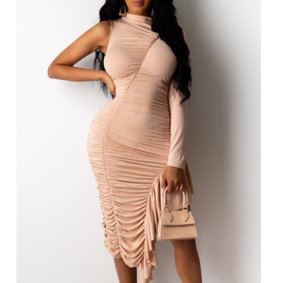 Solid color flounced dress - Thumbnail 2