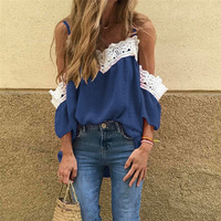 Sling V-Neck Lace Shirt - Thumbnail 1