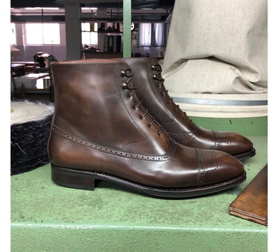 Bespoke Men's Dark Brown Ankle High Leather Boots, Handmade Dress Formal Boots
