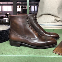 Bespoke Men's Dark Brown Ankle High Leather Boots, Handmade Dress Formal Boots - Thumbnail 1
