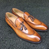 New Western Style Two tone Handmade Tassels Loafer Shoes,Men's Leather Party Wear Shoes - Thumbnail 1