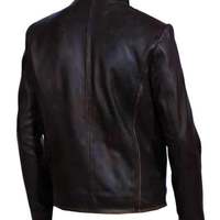 Men's Brown Vintage Rub Off Shirt Look Stylish Designer Real Leather Jacket with 100% Polyester lining - Thumbnail 2