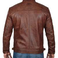 Biker Racing Motorcyle Genuine Lambskin Distressed Brown Leather Jackets for Men's - Thumbnail 1