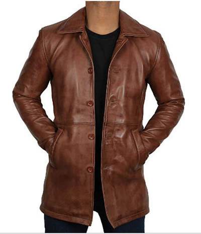 Natural Distressed Leather Jackets for Men Brown Premium Quality Coat