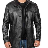 Biker Racer Real Lambskin Leather Jackets for Mens Bristol Black - Thumbnail 4