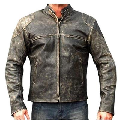 Cafe racer vintage motorcycle retro moto biker antique distressed black leather jacket