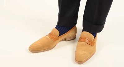 Elegant Western Style Beige Loafer Wedding Shoes,Men's Christmas Suede Shoes