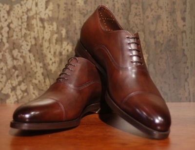 Decent Dark Brown Handmade Cap Toe Lace Up Office Shoes,Christmas Leather Shoes For Men