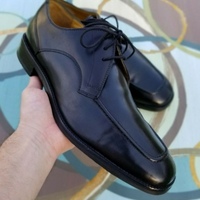 Classic Black Split toe Handmade Leather Men's Office Lace Up Shoes - Thumbnail 1