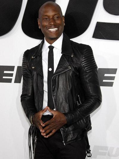 Fast And Furious 7 Premiere Tyrese Gibson Real Leather Jacket Viscose Inner Lining Black