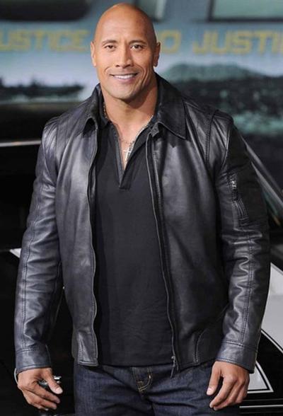 Fast 8 Premiere Dwayne Johnson Genuine Leather Jacket for Men's Viscose Lining Buttons & Zipper Closure