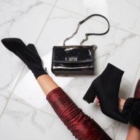 New Boots Thick Heel Stretch Cloth Short Tube Women's Boots Woman Shoes H8752 - Thumbnail 1