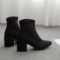 New Boots Thick Heel Stretch Cloth Short Tube Women's Boots Woman Shoes H8752 - Thumbnail 3