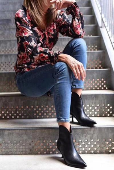 New Boots Black Leather Short Tube Women's Boots Woman Shoes H8652