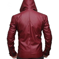 Hooded Arsenal Arrow Bolton Haynes Maroon Color Real Leather Jacket - Thumbnail 1