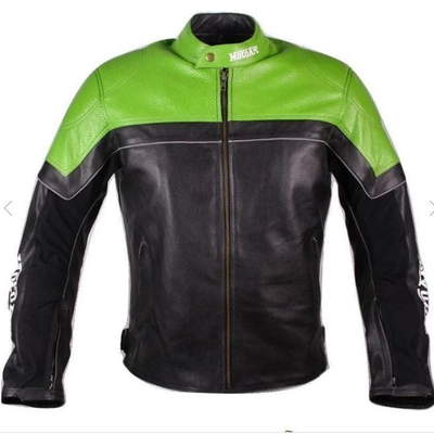 Handmade motorcycle leather jacket motorcar racing pro series green black perforated leather jacket