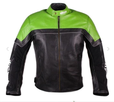 Handmade motorcycle leather jacket motorcar racing pro series green black perforated leather jacket
