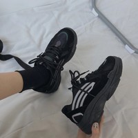 Black Harajuku Mesh Reflective Platform Casual Sneakers - Thumbnail 8