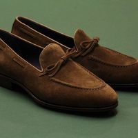 Handmade Men Brown Suede Moccasin Slip Ons Shoes - Thumbnail 1