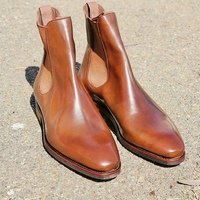 Elegant Brown Adult Chelsea Handmade Leather Boot,Party Wear Boot For Men - Thumbnail 1