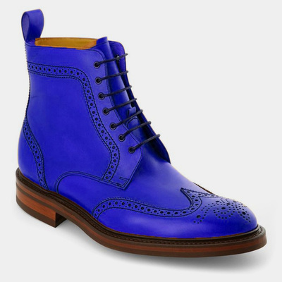 Best blue oxfords handmade wingtip ankle high lace up boot,adult rangers leather boot - Thumbnail 5