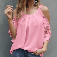 Sling Solid Color Round Neck Shirt - Thumbnail 2