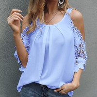 Sling Solid Color Round Neck Shirt - Thumbnail 3