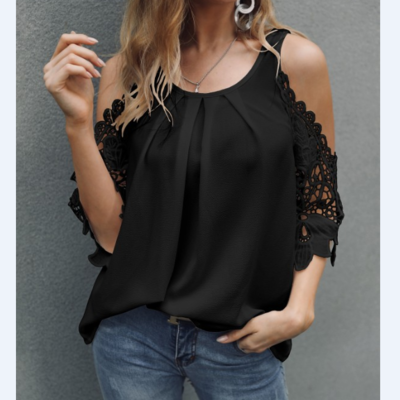 Sling solid color round neck shirt