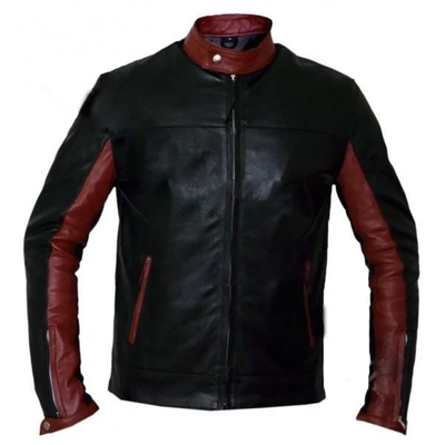 Maroon Black crusader dark knight batman leather jacket
