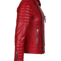 Men Red Color Leather Jacket, Mens Red Biker Leather Jacket, Men’s Leather Jacket - Thumbnail 2