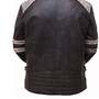 Vintage Cafe Racer Retro Motorcycle Distressed Biker Leather Jacket for Mens Black White Stripes-1