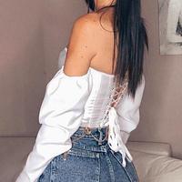 Slim One-Shoulder Open Back Long Sleeve Top - Thumbnail 3