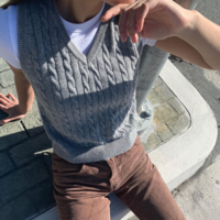 Free Shipping-VINTAGE TWIST KNIT VEST - Thumbnail 3