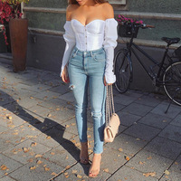 Slim One-Shoulder Open Back Long Sleeve Top - Thumbnail 4