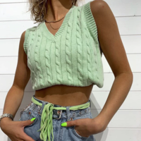 Free Shipping-VINTAGE TWIST KNIT VEST - Thumbnail 4