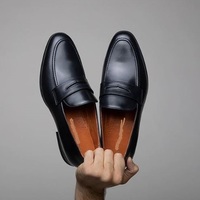Classic Decent Handmade Men's Black Loafer Office Wear In Genuine Leather Shoes - Thumbnail 1