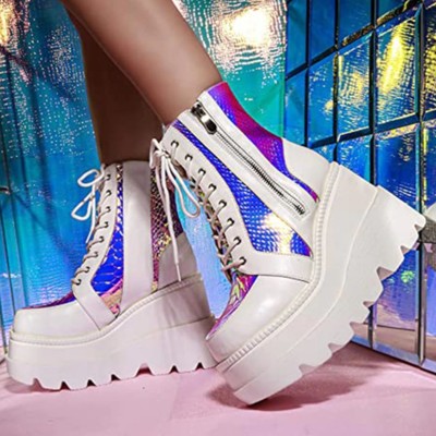 Harajuku black and white platform boots - Thumbnail 5