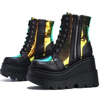 Harajuku Black and White Platform Boots - Thumbnail 5