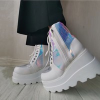 Harajuku Black and White Platform Boots - Thumbnail 2