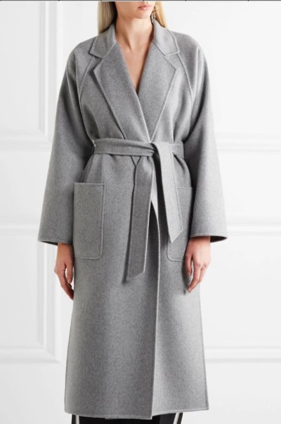 Elegant French Style Woolen Grey Winter Coat