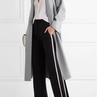 Elegant French Style Woolen Grey Winter Coat - Thumbnail 2