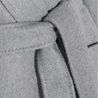 Elegant French Style Woolen Grey Winter Coat - Thumbnail 3