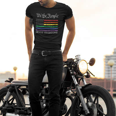 We the people rainbow flag, black t-shirt