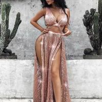 Hot Sexy Pink Prom Dresses Split Front Red Evening Party Dresses,04 - Thumbnail 1