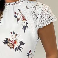 Fashion Printed Lace Splicing T-Shirt - Thumbnail 1